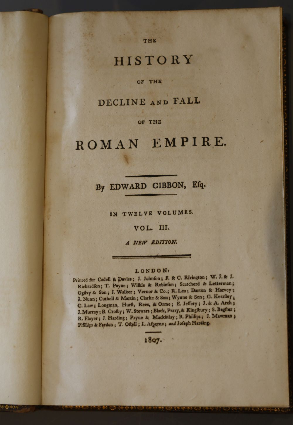 Gibbon, Edward - The History of the Decline and Fall of the Roman Empire, 10 vols only (of 12), 8vo, diced calf, some vols with joints